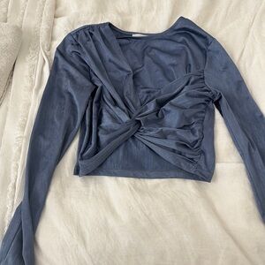 Super down long sleeve blue crop top